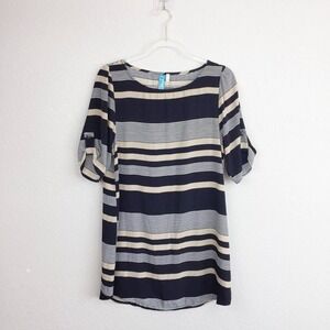 • BUTTONS • Navy Striped Tunic Sz M